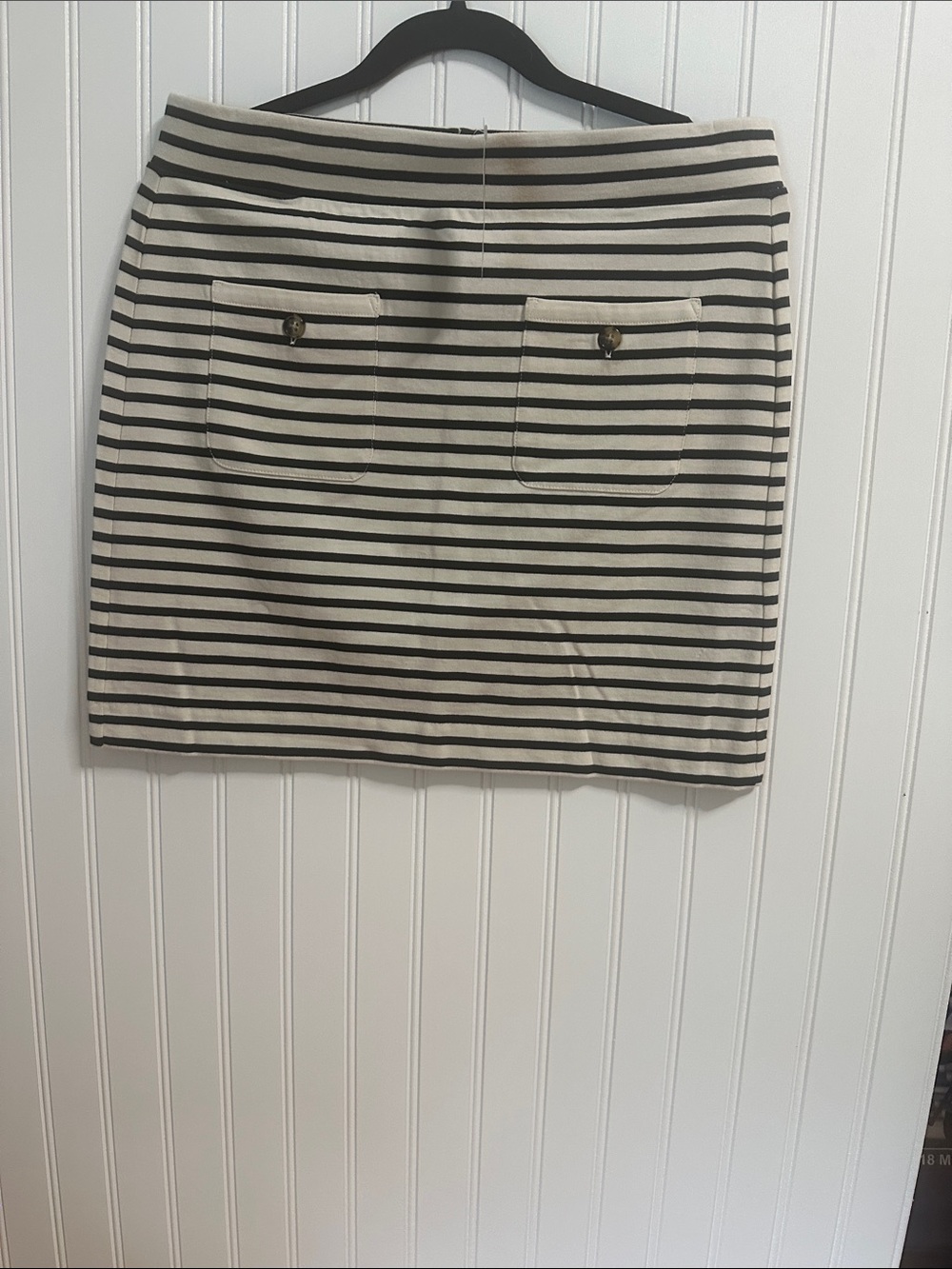 J. Crew Cream and Black Striped Knit Mini Skirt